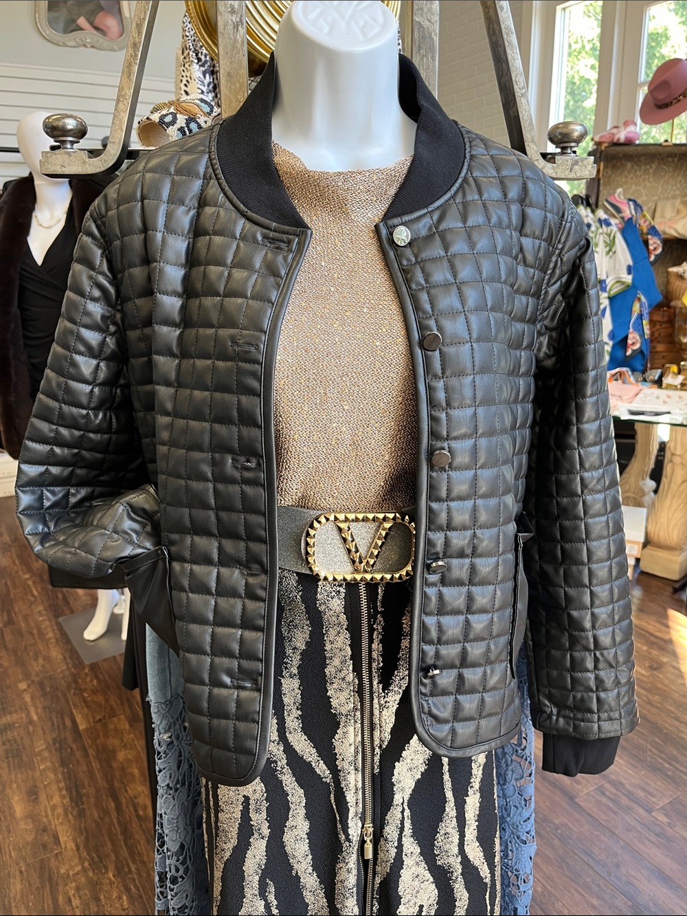 RN135286 Lysse Quilted, washable,Black Bomber Jacket